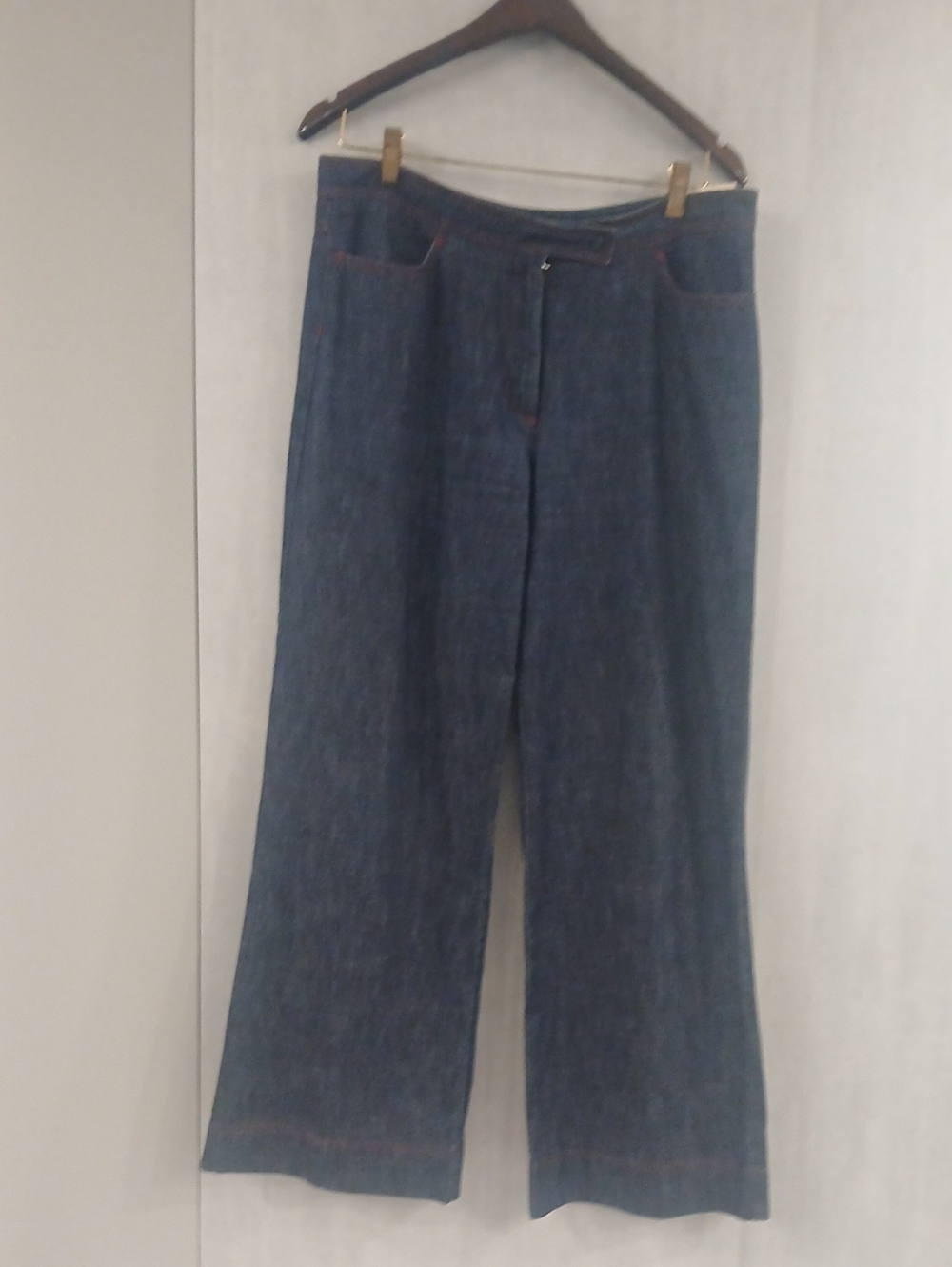 Escada Dark Blue Wide-Leg Jeans.Made In Italy
